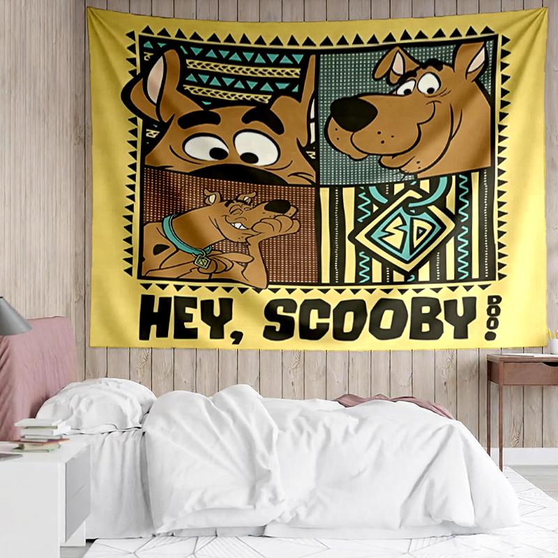 Scooby-Doo Print Tapestry, Backdrop, Easy Setup, Ideal for Bedroom, Office & Living Room, with Aesthetic Wall Hanging Decor.