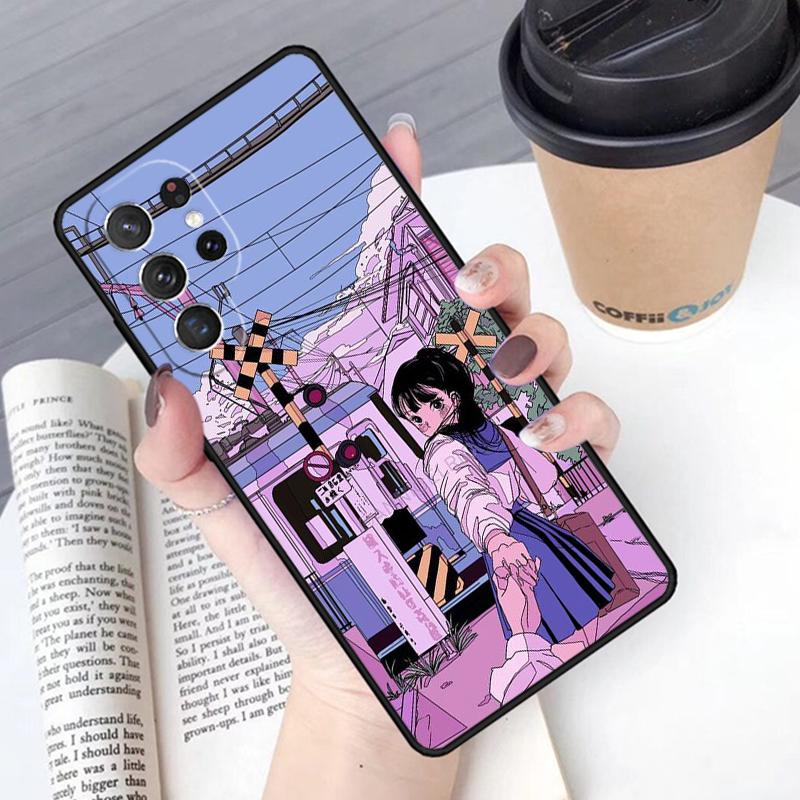 Japanese Style Anime phone case Cover For Samsung Galaxy S24 S25 Ultra S21 S22 Ultra S10E Note 10 Plus Note 20 FE S23