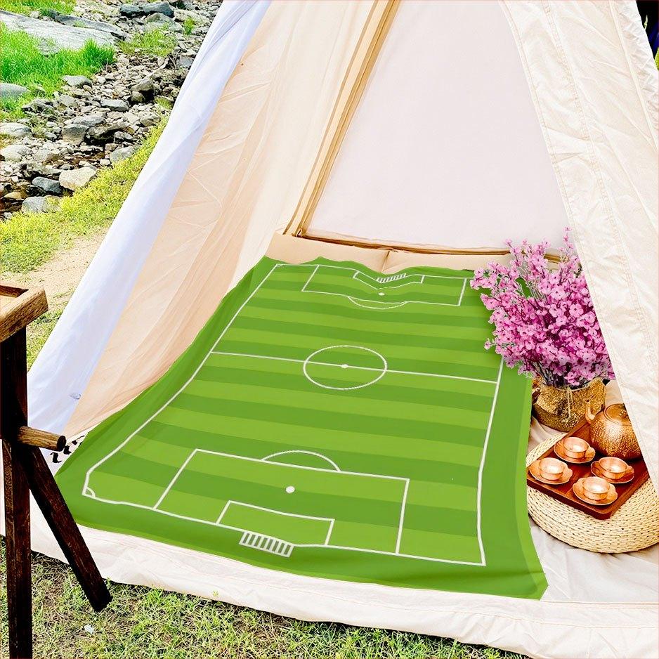 1 Soccer Field Flannel Blanket Single Sided 2D Print Cozy Stylish Blanket Bedroom Living Room Camping Sporty Vibe Accessory Gift