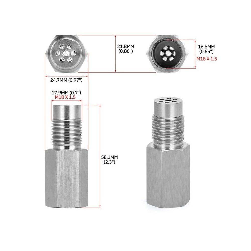 Universal M18*1.5 Oxygen Sensor Extension Bung Adapter with Filter – Stainless Steel Exhaust Fitting Accessory