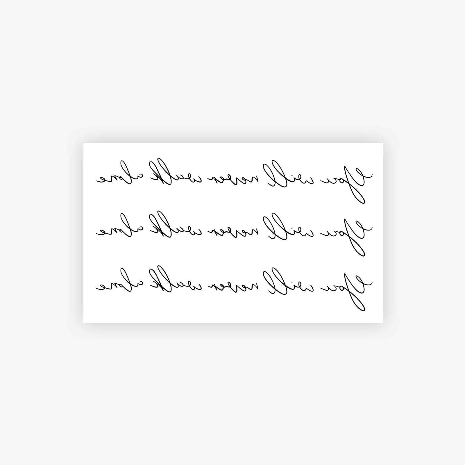 

Healing English Flower Font Tattoo Sticker Gentle Minimalist Handwriting Waterproof And Long-Lasting Thigh Text Small Pattern 11*18CM