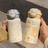 Thermos cup Stainless steel long-term thermal insulation straw cup Girls ins high value large capacity portable double drinking cup