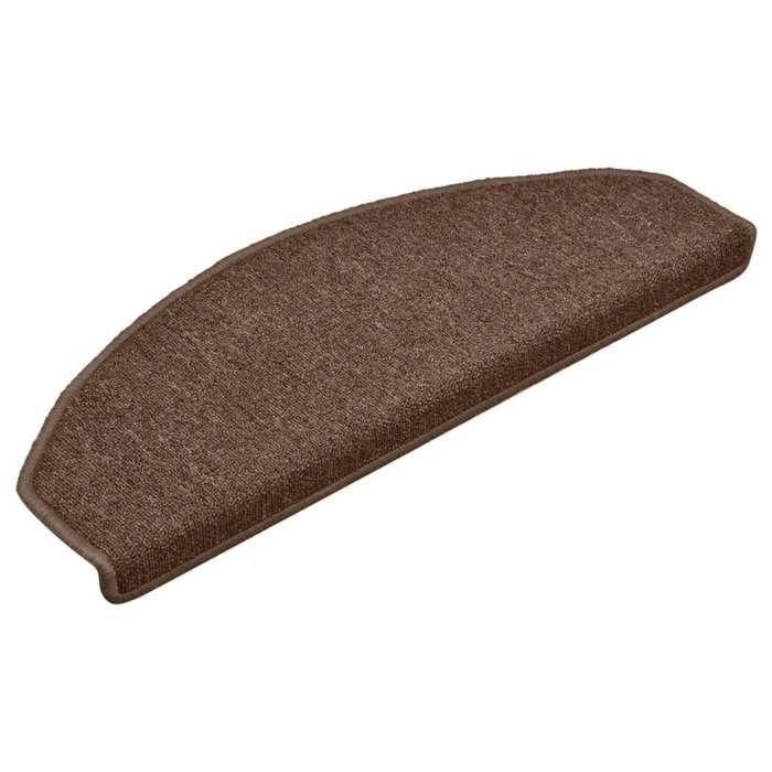 VidaXL Tapis d'escalier 15 pièces 65 x 24 x 4 cm Marron Demi-rond Grand 322367