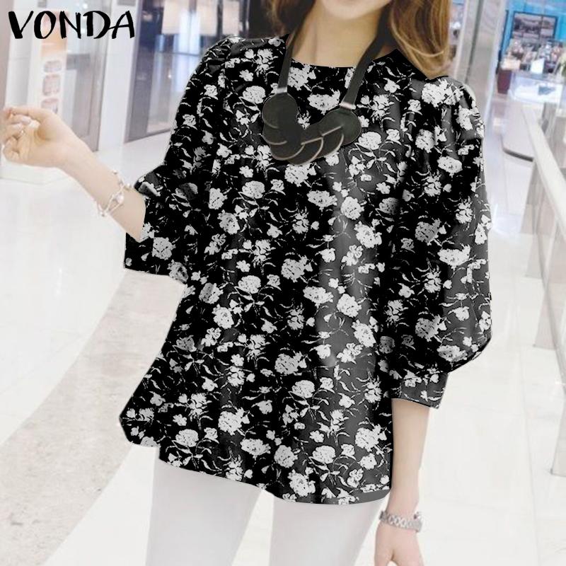 

Горячие летние женские топы VONDA с ​​цветочным принтом и рукавами-фонариками