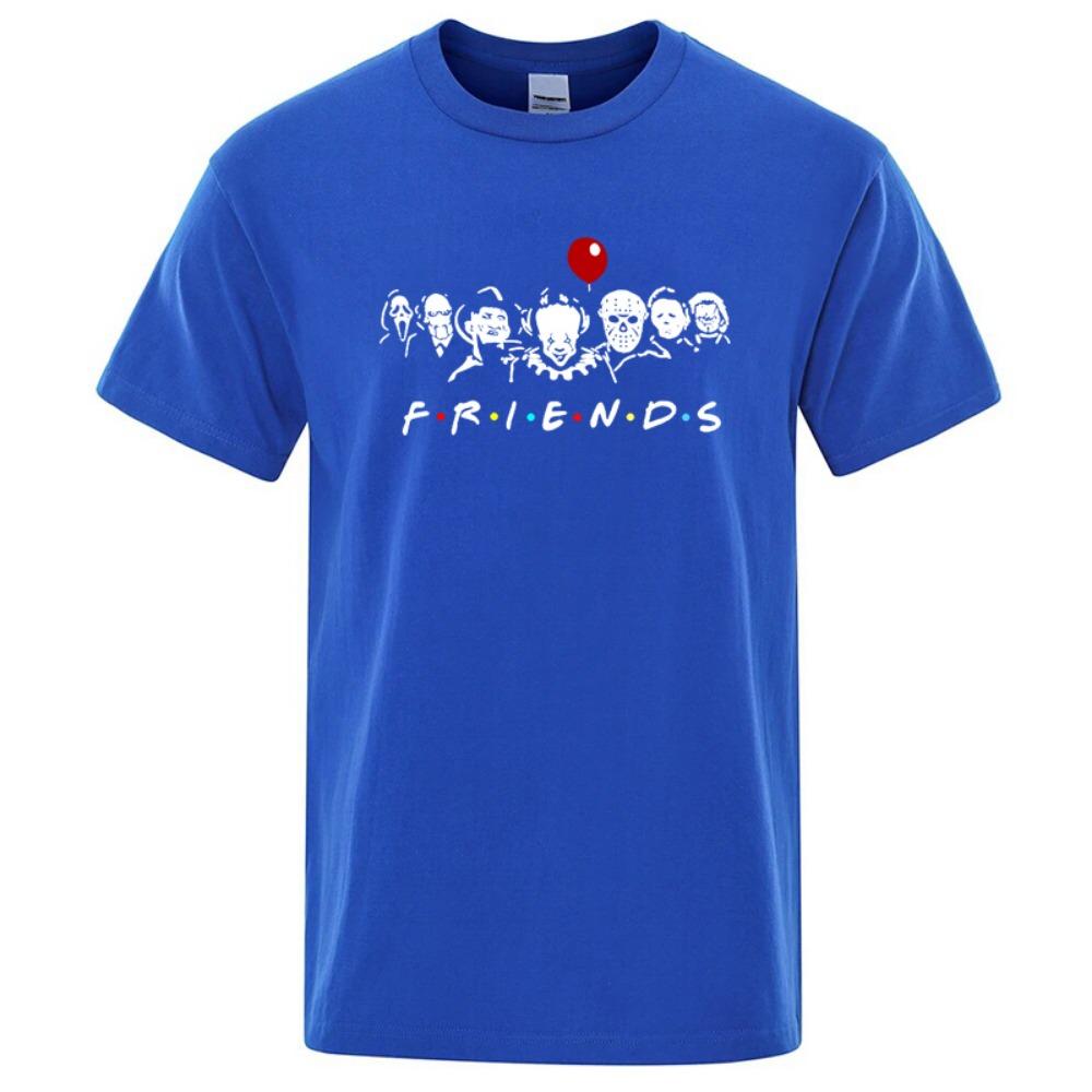 Men's High Quality T Shirt Cotton Fun Friend Print Short Sleeved Summer Loose Cool Round Neck Men's Top