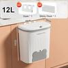 8.5/12L Kitchen Wastebasket Wall Mounted Trash Can with Lid Bathroom Trash Bin Garbage Can for Cabinet Under Sink Compost Bin