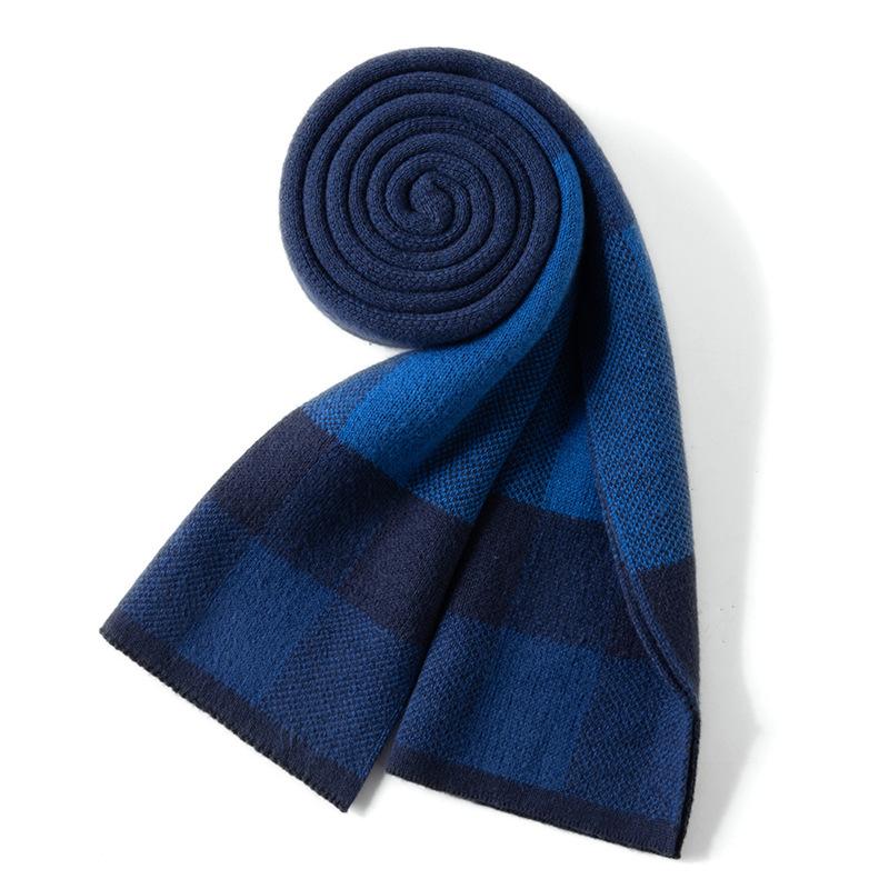 

Новый высококачественный универсальный кашемировый маленький шарф женский осенне-зимний в студенческом стиле теплый и белый вязаный шарф шарф для пары темно-синий