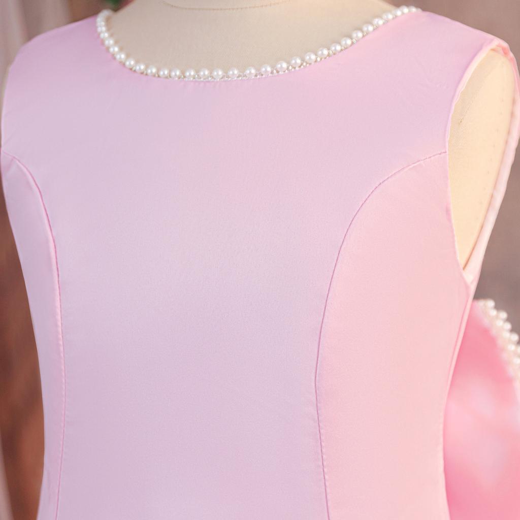 Flower Girl Princess Dress For Weddings Summer Kid Formal Bow Long Gown For School Evening Party Children New Year Cloth ALP613