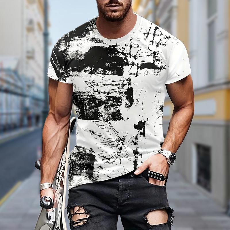 New Summer Men's Fashion T-shirt Personality Eating Noodles Cat Printed Men's T-shirt Top