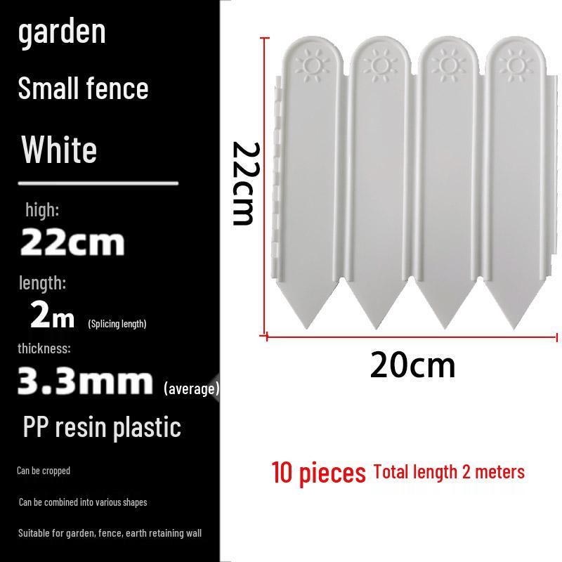 Plastic Garden and Flower Bed Edging Fence: Small Railing for Vegetable Gardens and Lawns