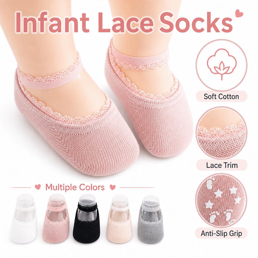 Soft Cotton Infant Lace Socks Solid Color Baby Socks New Newborn Socks Summer Baby Wear