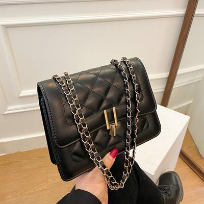 Bolsa de Ombro Corrente Xadrez Diamante Moda 2025: Bolsa Transversal Coreana Versátil para Deslocamento