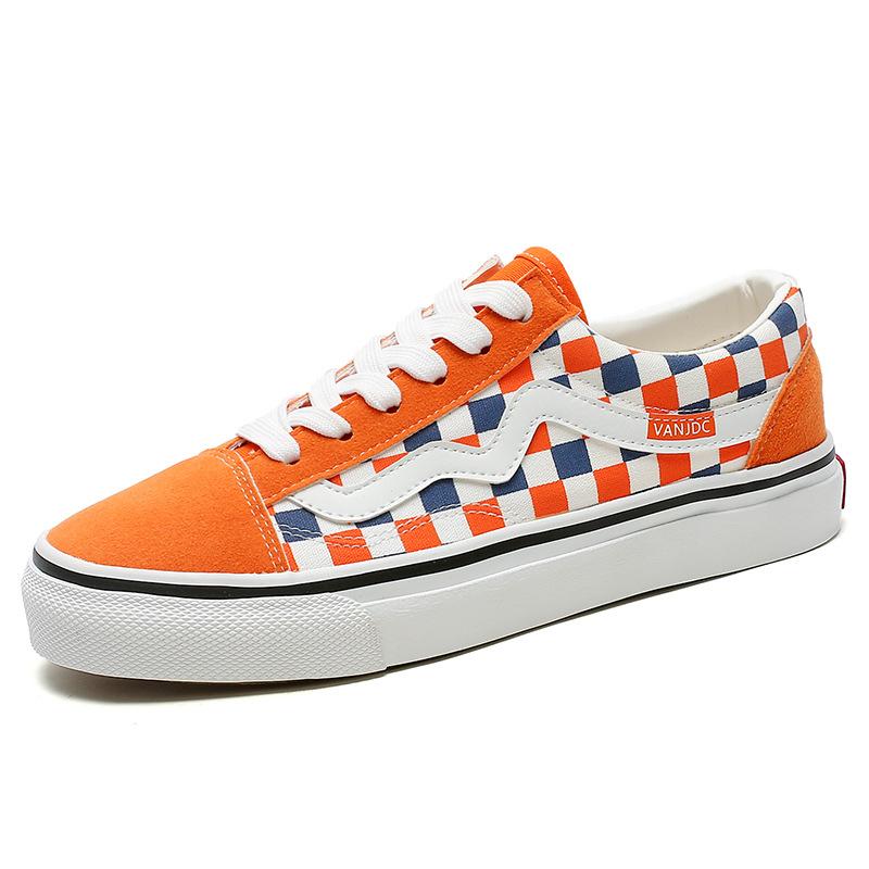 Spring and Autumn New Original Ins Black and White Plaid Niche Canvas Shoes Female Students Korean Version Versatile Flat Baseplate Shoes