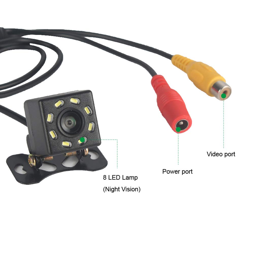 Yaoote Car Rearview Mirror Camera Universal Backup Parking Camera 8 LED Night Visible Waterproof 170 Wide Angle HD Color Picture