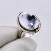 Dendritic Agate - Brazil 925 Sterling Silver Ring V5101, White Ring, Oval Ring, Valentin's Day Gift, Gift For Her, Birthday Gift, Handmade Jewelry, Si