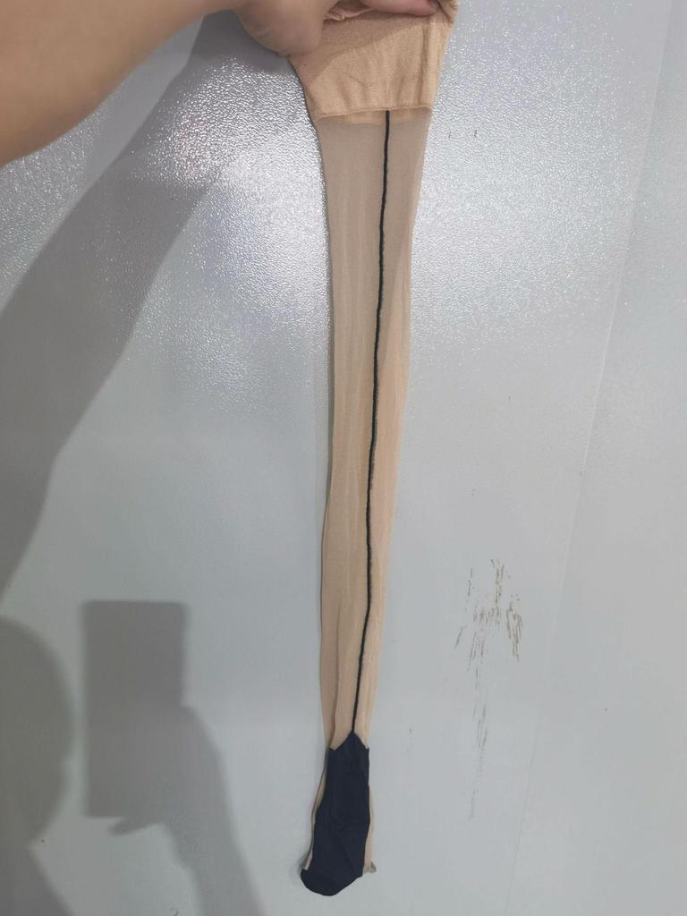 European & American Sexy Vertical Striped Over-the-Knee Stockings - Ultra-Thin Flesh-Colored/Black