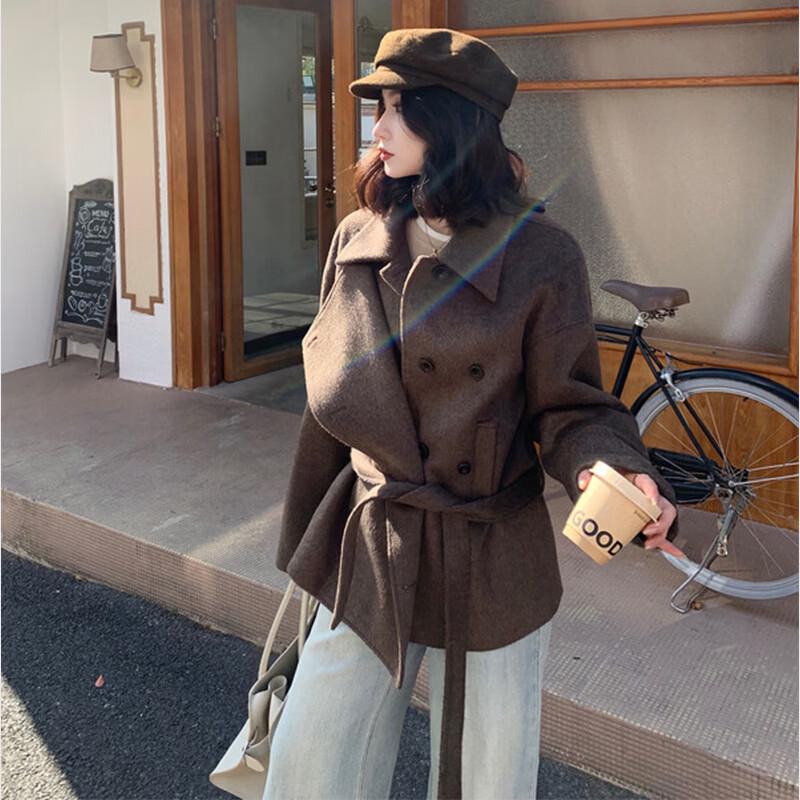 PRASE Women s Korean Style Lamb Wool Lapel Short Coat XL