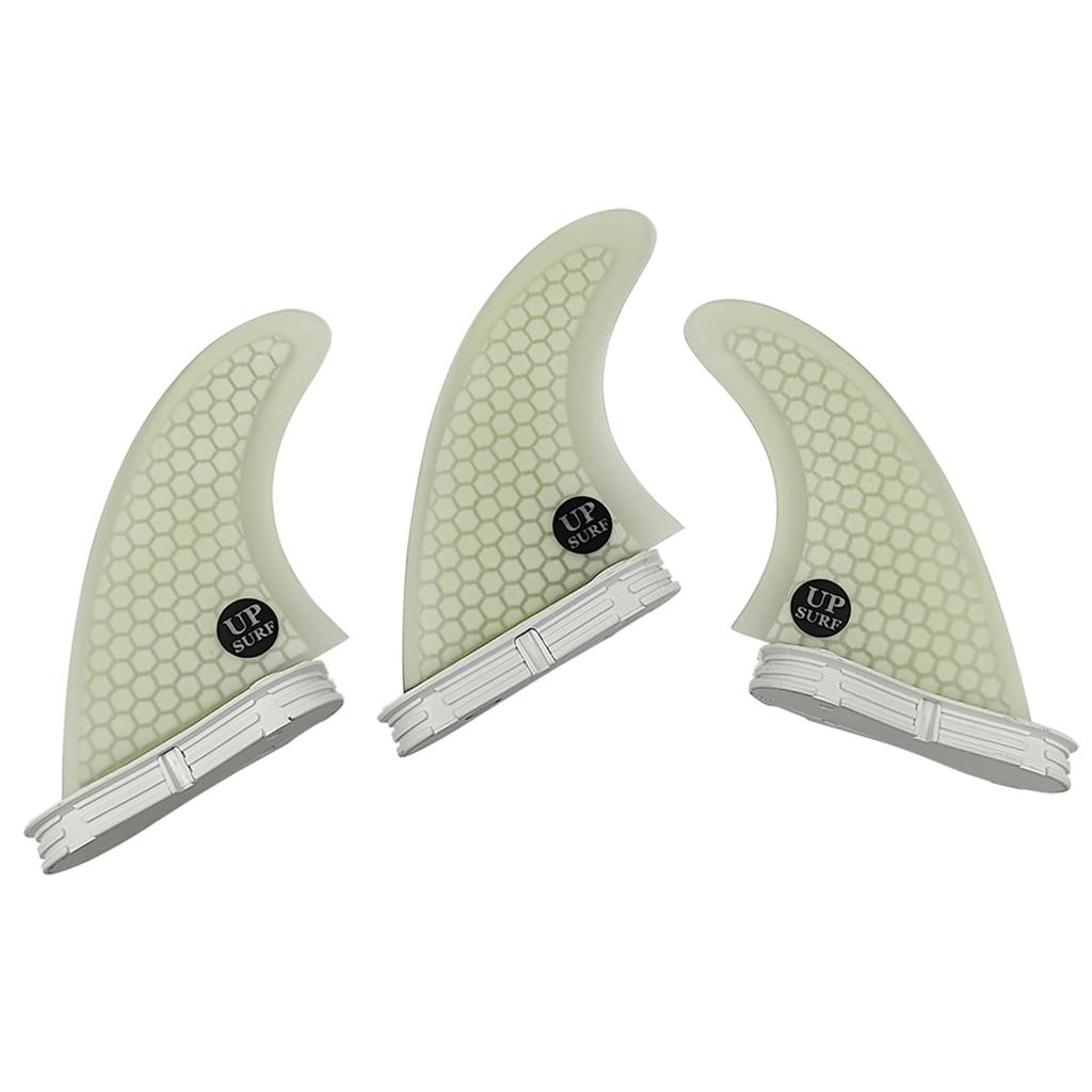 UPSURF Surfboard Fins FCS2 G5 Size Blue Honeycomb Thruster Set of 3 (White, G5)