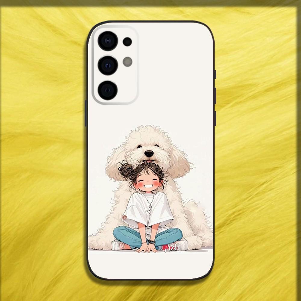 Cute Kid Girl Dog Phone Case For Samsung S25,S24,S21,S22,S23,S30,Ultra,S20,Plus,Fe,Lite,Note,10,9,5G Black Soft Cover