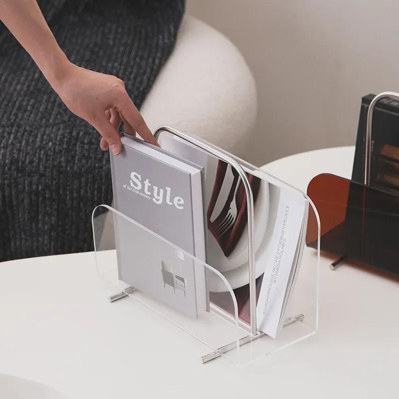 Acrylic Magazine Holder Crystal Clear Acrylic Magazine Book Rack Desktop File Storage For Office Home Study Model Room Decor