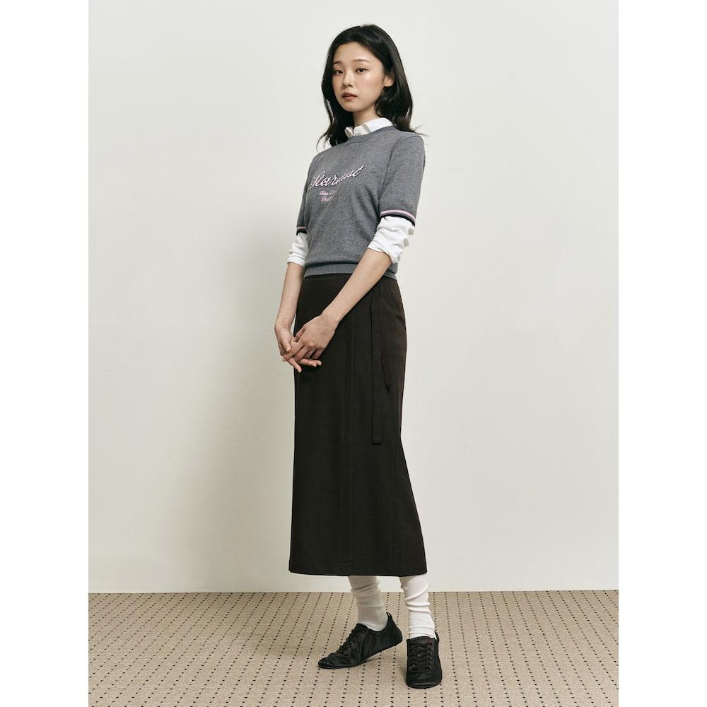 Binpolleidiseu [B. My] Wool Blend Lettering Point Knit Gray (Bf5851N013)