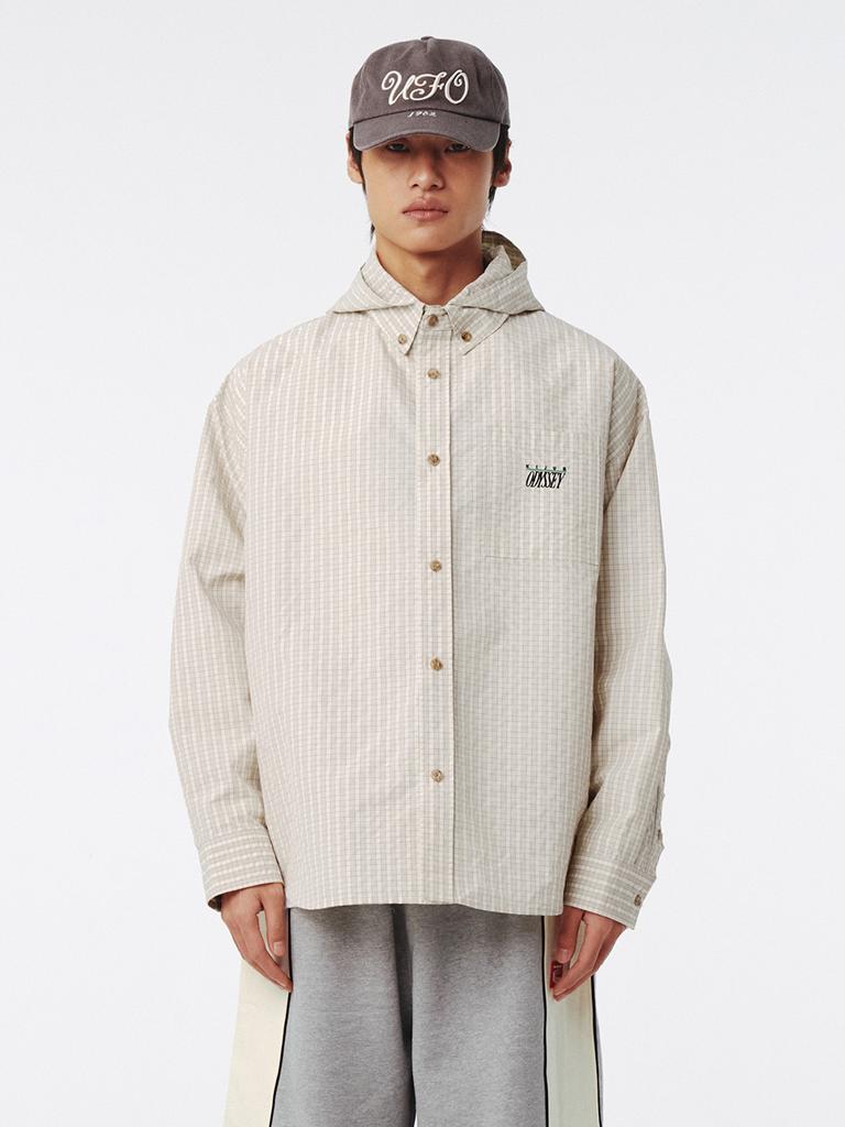 Kijun Men Check Hoodie Shirt Ivory