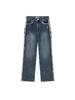 KIJUN Raw Edge Trimmed Jeans Blue