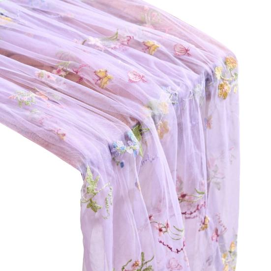 Embroidered Floral Table Runner Sheer Tulle Table Runner Butterfly Flower Table Runner Small светло-фиолетовый