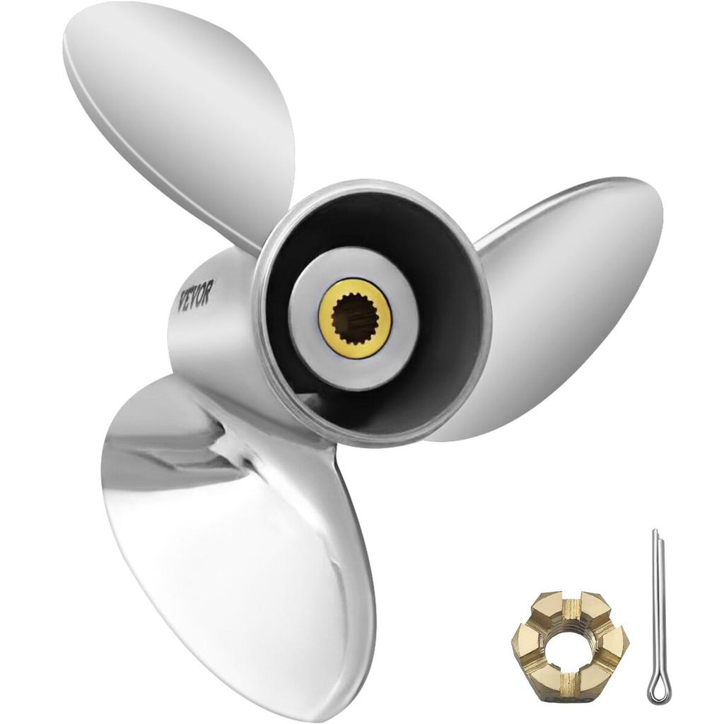 Outboard Propeller, Replace for OEM 3860709, 3-Blade 14.5\" x 21\" Pitch Steel Boat Propeller, Compatible with Volvo Penta SX Drive All Models, with