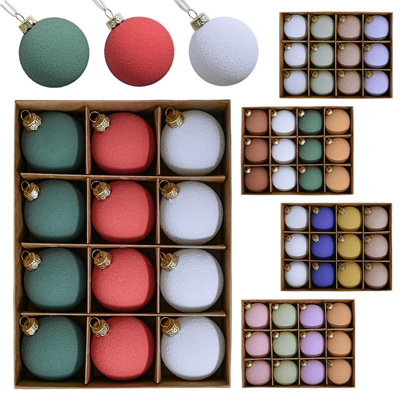 12 Pcs  6cm Christmas Ball Ornaments Creative Texture Xmas Tree Hanging Pendant Home Decor Xmas Party Noel Navidad Decoration