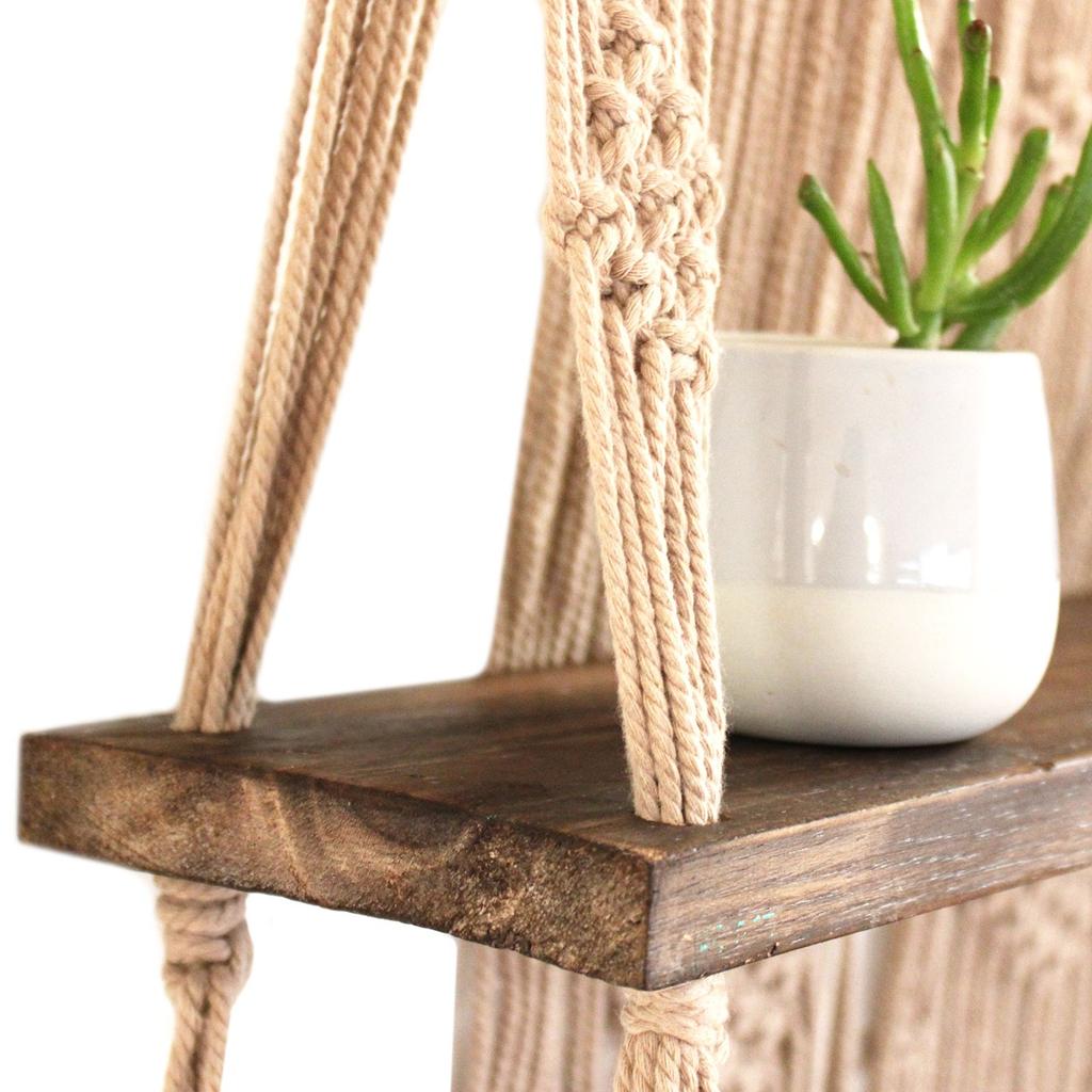 Macrame Hanging Shelves, Brown