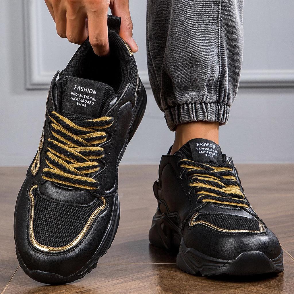 Cross-Border Trendy Men's Thick-Soled Lace-Up Sports Running Dad Shoes
