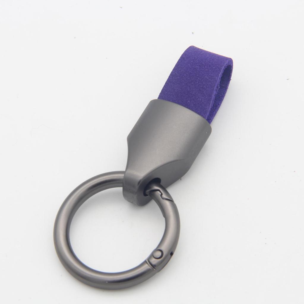 Frosted Cowhide Car Keychain with Metal Ring - Anti-Lost Waist-Hanging Design