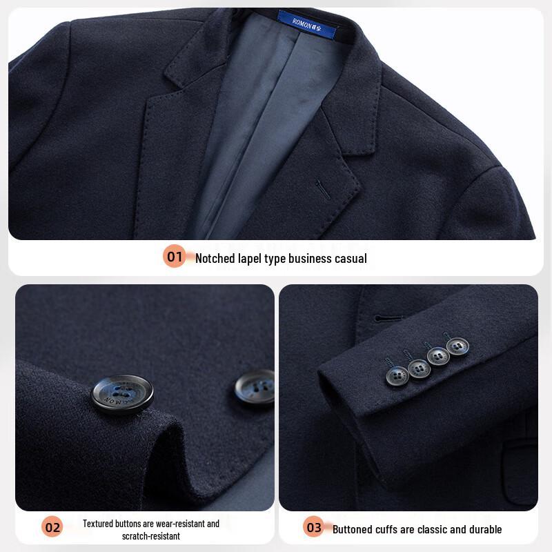 ROMON Men's Wool Blend Business Casual Suit Jacket