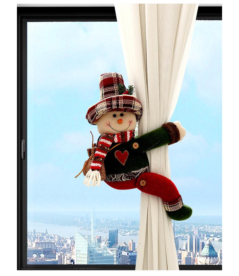 Cravată perdea Om Bătrân Pădure de Crăciun în carouri & Decor agățat de ușă