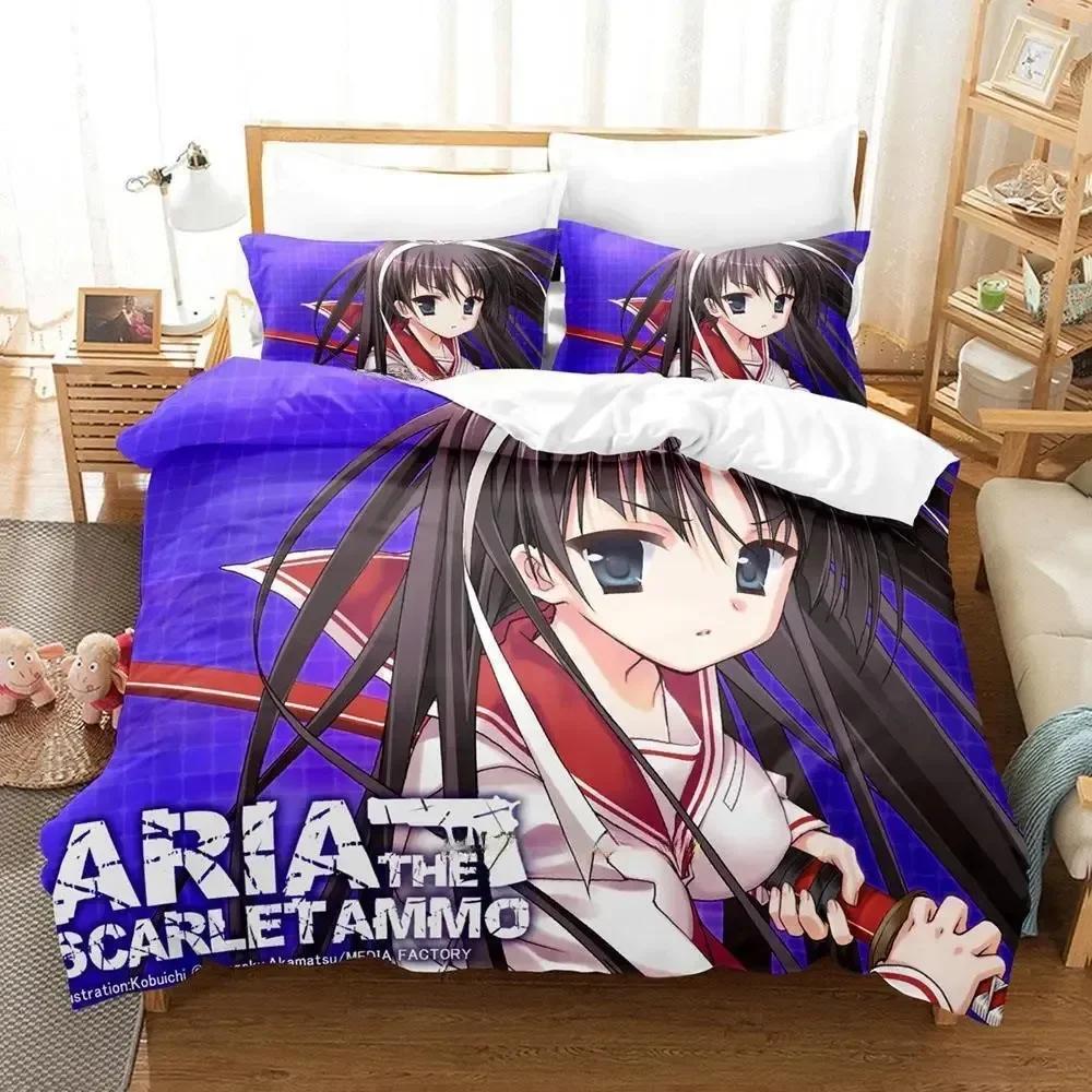 3d Anime Game Aria the Scarlet Ammo Bedding Set Printed With Pillowcase Bed Duvet Cover Soft Single Double Queen Super King Size