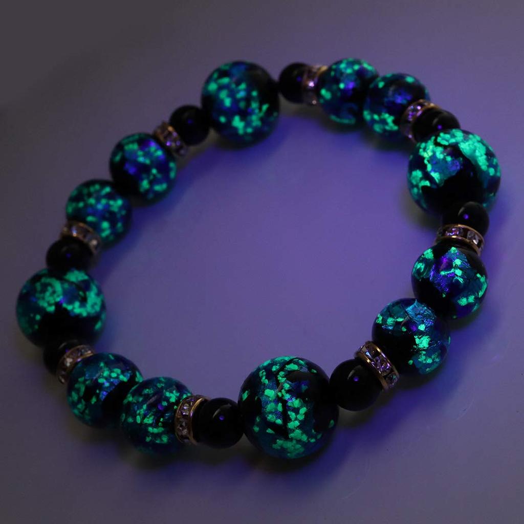 [GOLD STONE] Glowing Firefly Glass Blue Bracelet, Okinawa Power Stone, Inner Diameter: Approx. 16.5cm