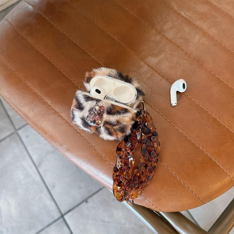 Plush Leopard Cat Zebra Pattern Cover for 1/2/3/4 Gen, Cute Protective Case for AirPods Pro 2 Case Wireless Headset