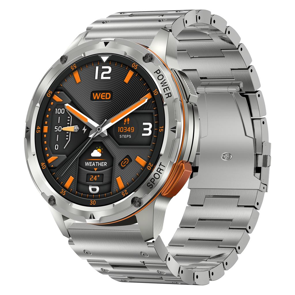 AK59 1.43-inch AMOLED Screen Sports Wristband Heart Rate Blood Oxygen Monitor Smart Watch,Steel Strap