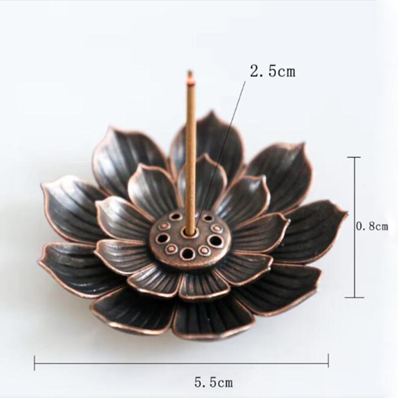 2 In 1 Alloy Incense Burner Metal Sandalwood Incense Sticks Holder Buddhism Zen Lotus Sticks Incense Censer Nasturtium Ashtray