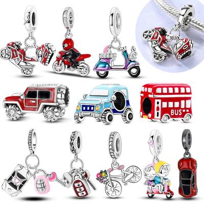Copper Car Jeep Motorcycle Charms Beads Pendant Jewelry Fit Original Bracelet For Women Diy Gift