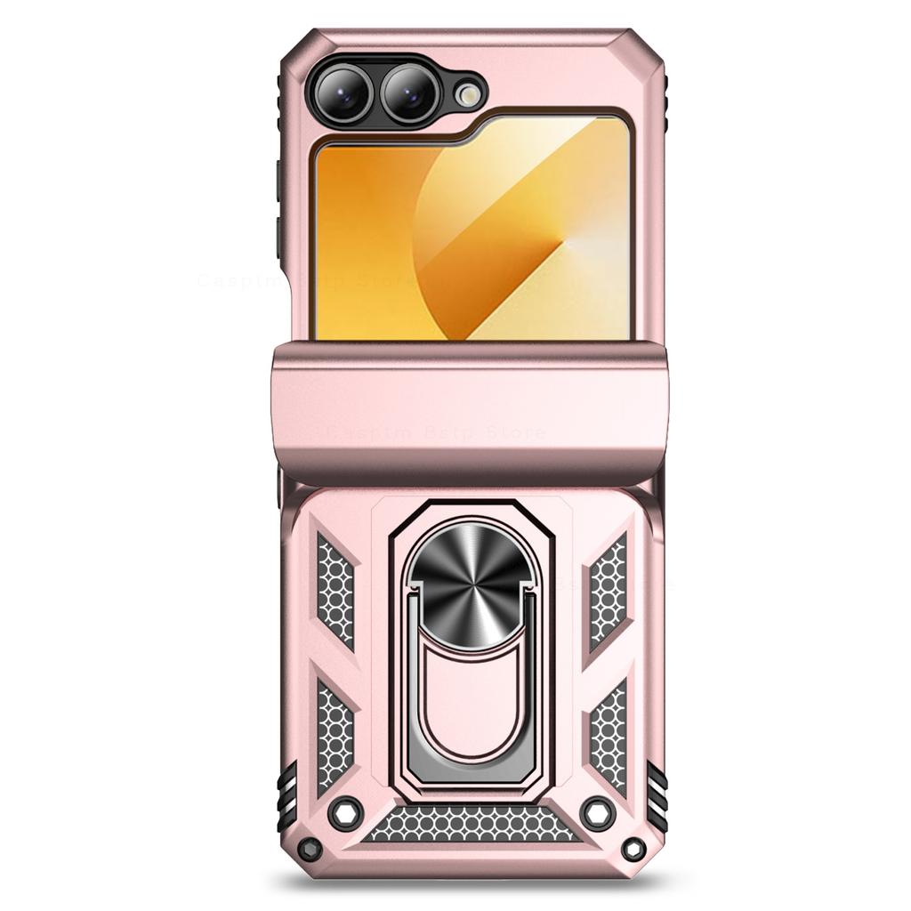 Ring Funda For Samsung Z Flip 6 5 4 5G Case With Stand Holder Cover For Samsung Galaxy Z Flip6 zflip6 Flip5 Flip4 Armor PC Cases