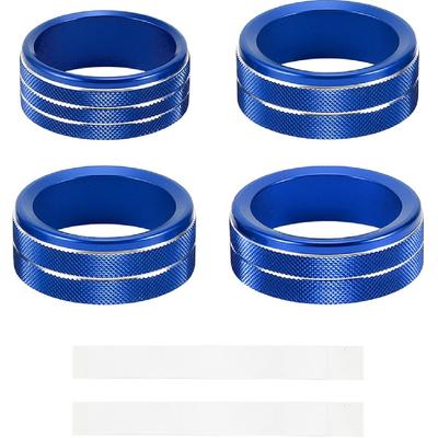 4 Pcs Air Conditioner Audio Headlight Control Switch Knob Cover Ring for Jeep Wrangler JL JLU 2018-2024 Air Conditioning Button Cover Trim Blue