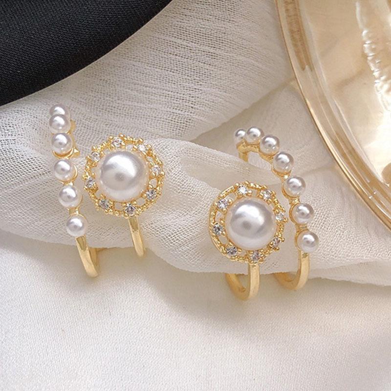 New 911 silver needle exquisite small pearl simple female personality earrings temperament versatile earrings