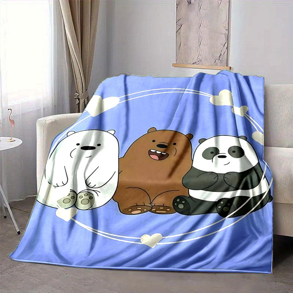 1pc Manta de Franela We Bare Bears Ligera Suave Cálida Manta para Todas las Estaciones para Sofá, Cama, Viaje,L1028148