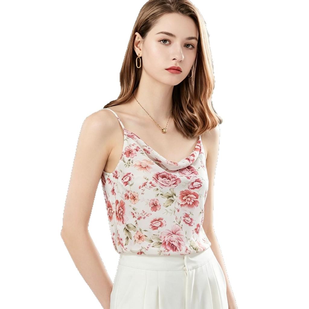 French stacking collar imitation silk chiffon sling vest swing collar suit with holiday beach light and thin new summer