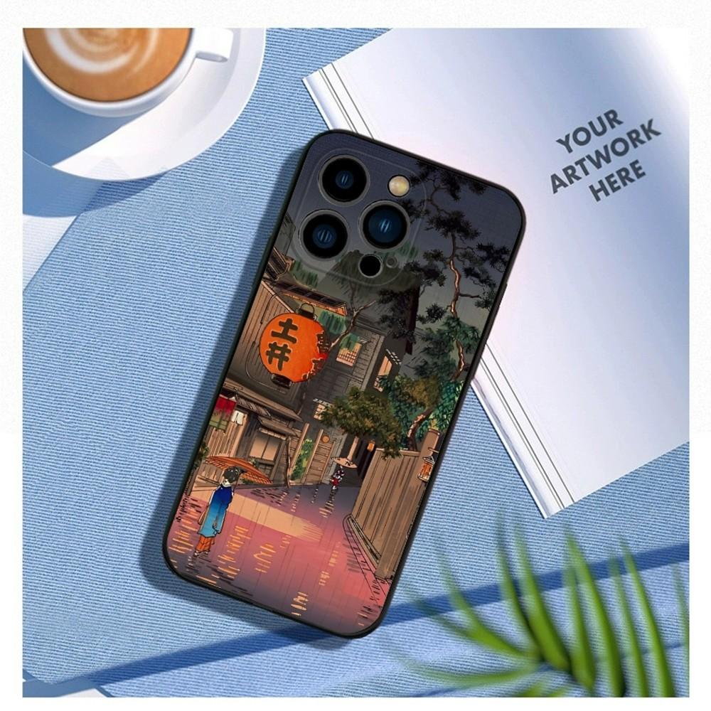 

Japanese style Art Japan Phone Case For iPhone 16,15,14,13,12 Mini 11 Pro XR,X,XS,MAX 7,8 Plus Silicone Cover Soft Black iPhone12PRO