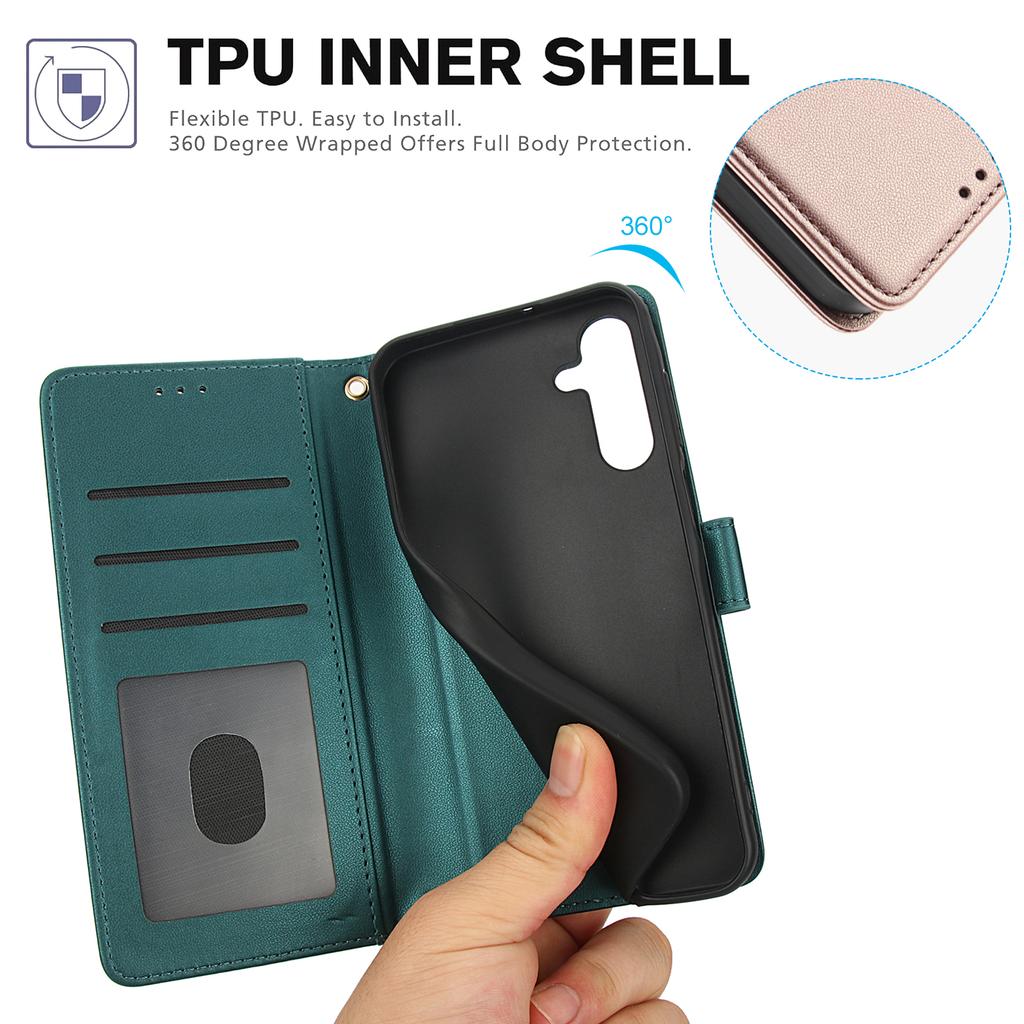 SY-003 For Samsung Galaxy A16 5G/A16 4G Case PU Leather Stand View Phone Wallet Cover with Hand Strap