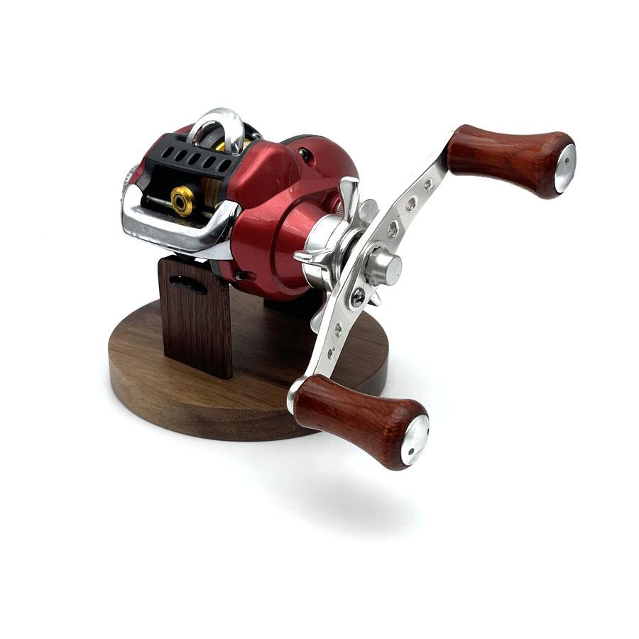 Walnut Wood Display Cabinet for Fishing Tackle: Baitcasting, Electric, and Fishing Reels