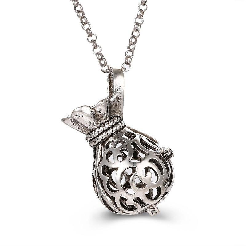 Mexico Chime Two-Color Feather Caller Locket Piano Ball Necklace Essential Oil Diffuser Perfume Musical Pendant New Jewelry